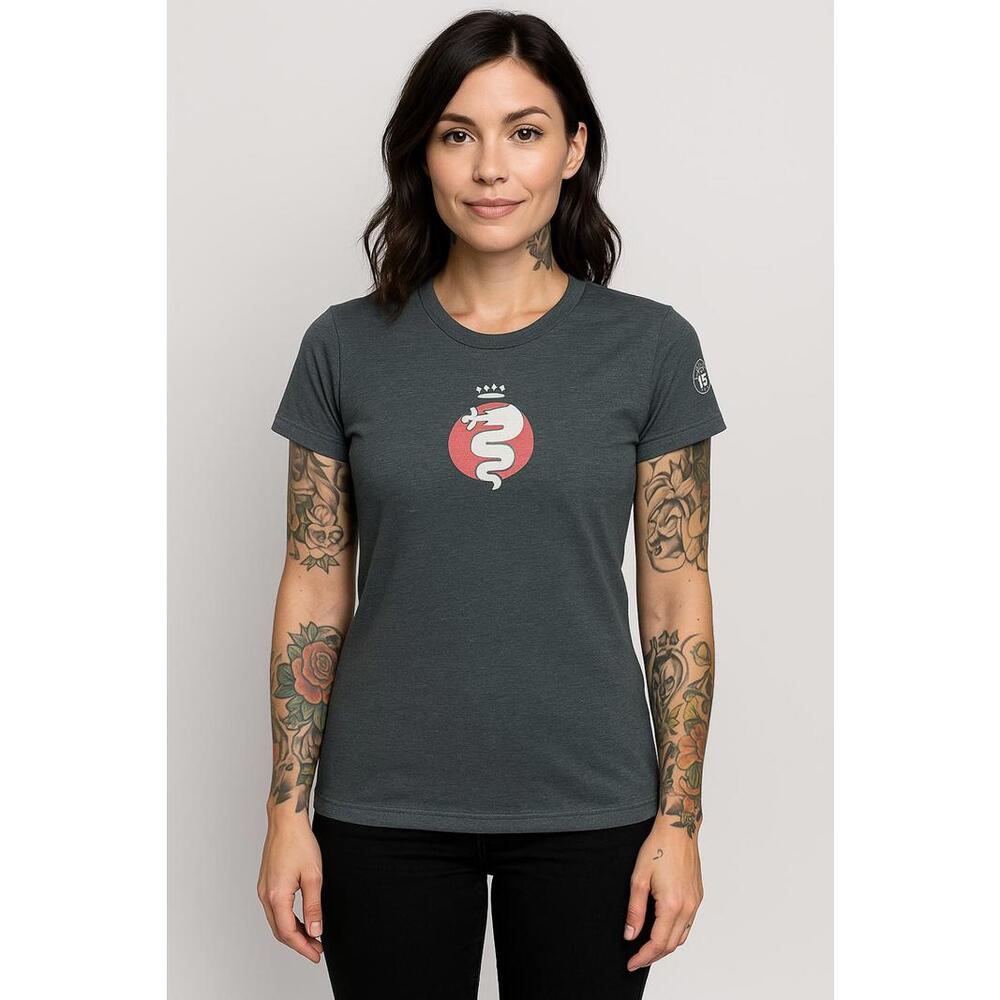 Alfa Romeo Ladies Graphic Tee Gray XL Front and sleeve logo